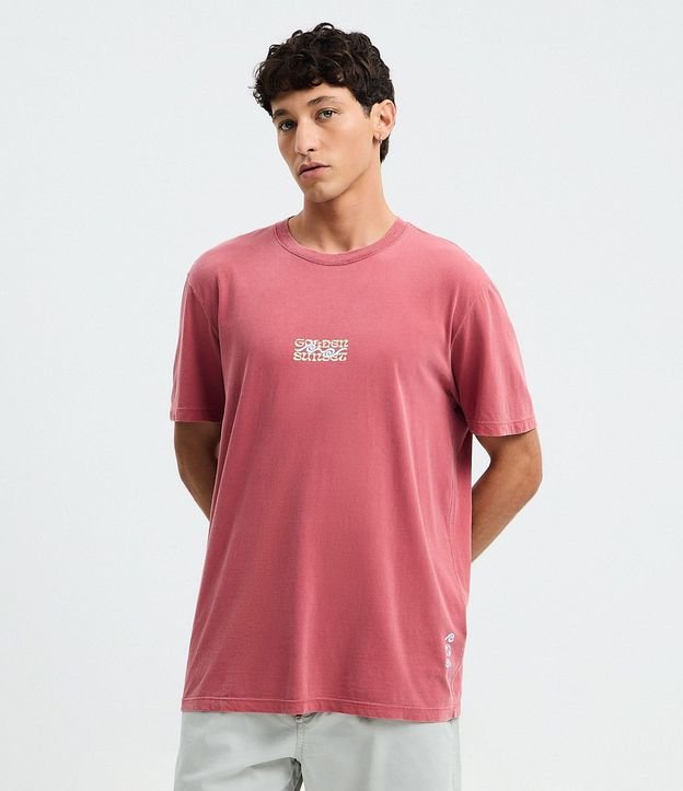 Remera Comfort en Algodón Desteñido con Estampa Geométrica