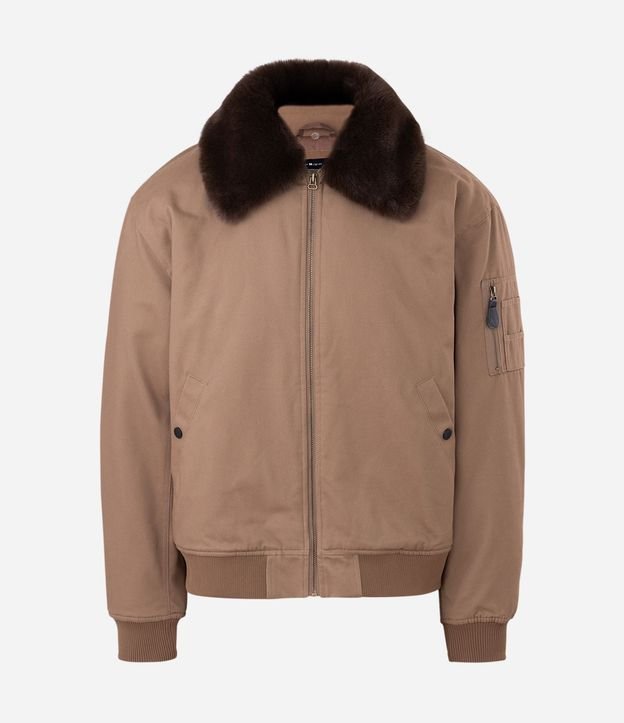 Campera Bomber en Sarga Lisa y con Cuello Desmontable 5