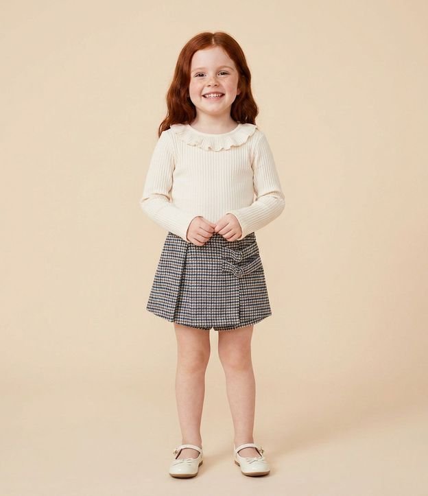 Short Pollera Infantil en Franela con Estampa de Cuadros – Talle 1 a 6 años