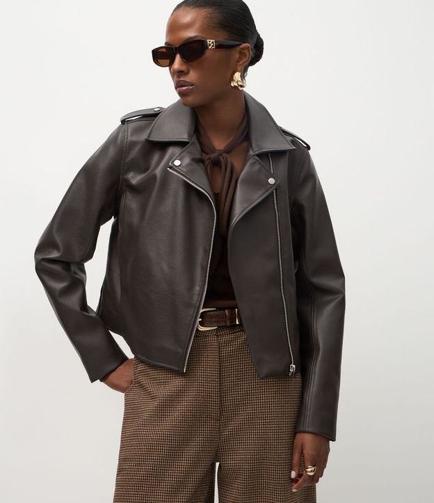 Campera Leve en PU Estilo Biker con Cremallera 1