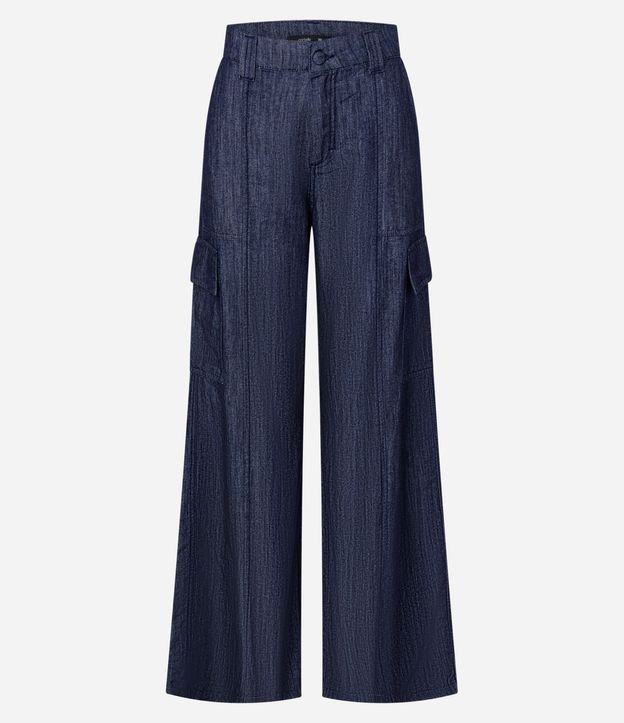 Pantalón Wide Leg en Jeans con Cintura Mediana y Bolsillos Cargo 5