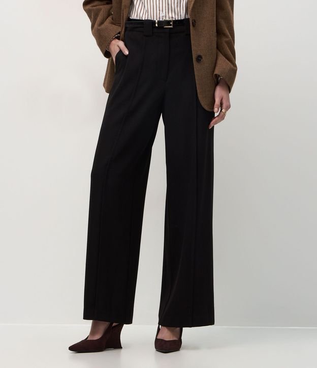Pantalón Wide Leg Sastrería con Pliegues Delanteros y Cinturón 3
