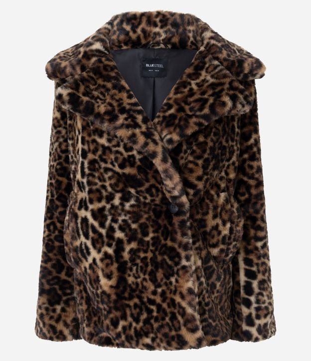 Campera Corta Animal Print con Pelo Sintético 6