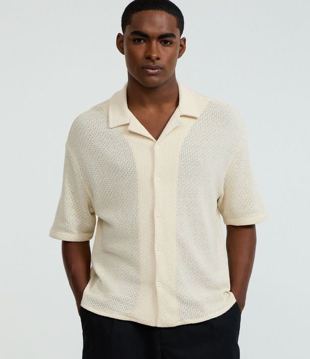 Camisa Boxy en Algodón con Efecto Punto