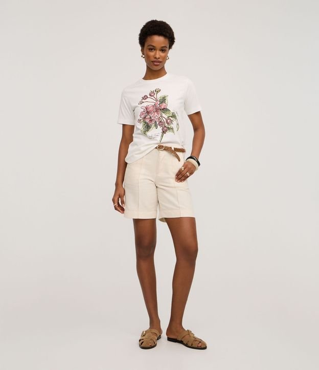 Remera Slim en Algodón con Estampa Floral en Flores Punteadas 4