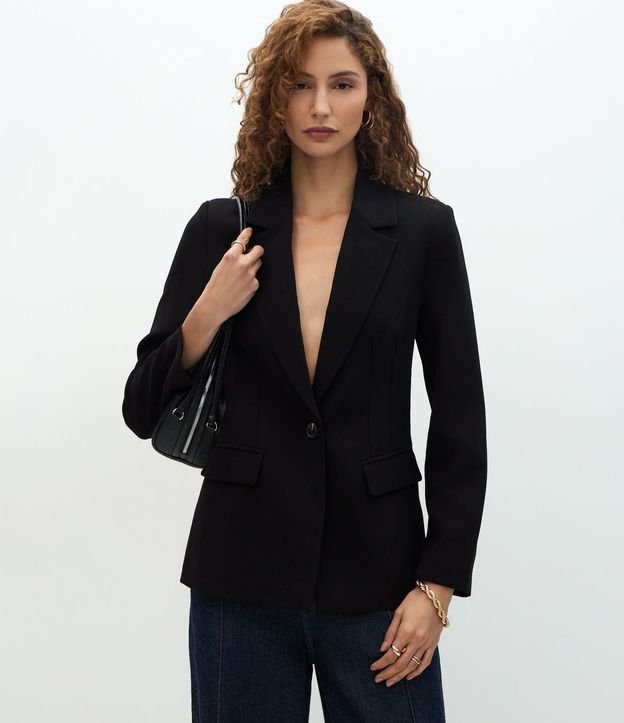 Blazer Sastrero de Silueta Reloj de Arena con Bolsillos 2