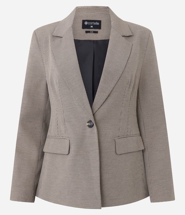 Blazer Sastrero de Silueta Reloj de Arena con Padron Pied de Poule