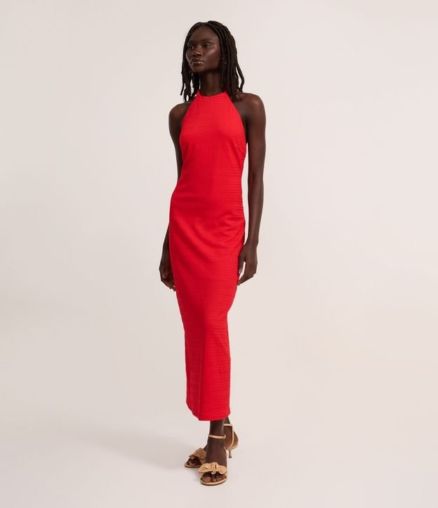 Vestido Long Midi con Frente Única y Escote en V en la Espalda