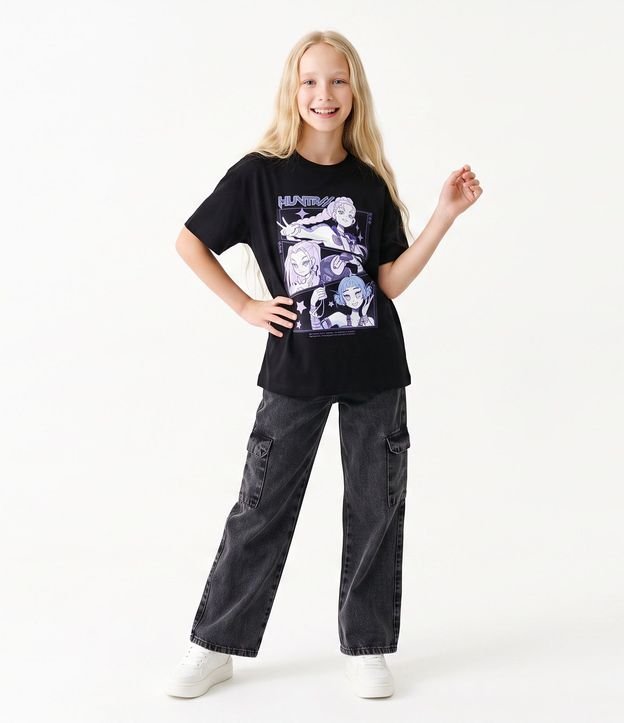 Remera Infantil Oversized con Estampa Guerreras del k-pop - Talle 5 a 16 años