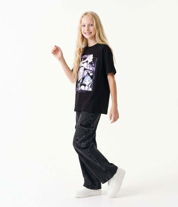 Remera Infantil Oversized con Estampa Guerreras del k-pop - Talle 5 a 16 años 2