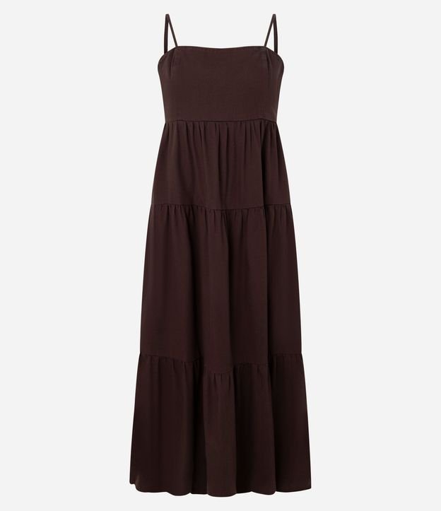 Vestido Midi en Sarga con Breteles Finos 7