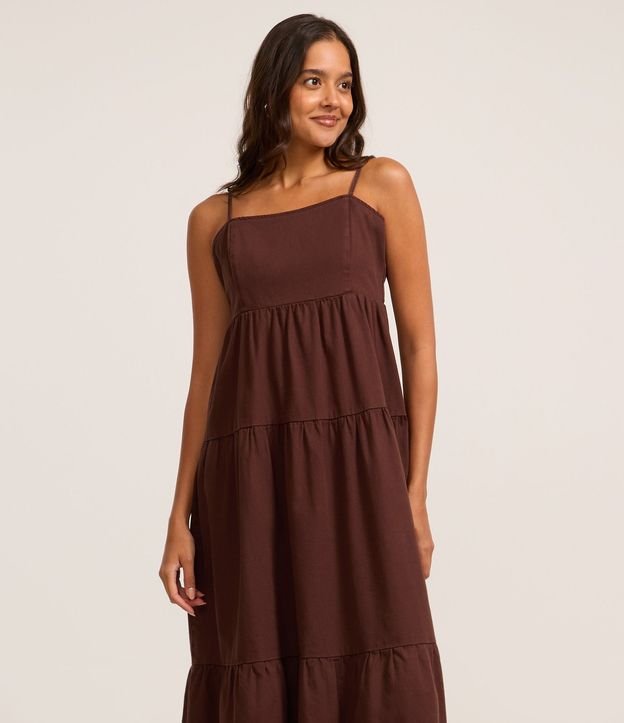 Vestido Midi en Sarga con Breteles Finos 3