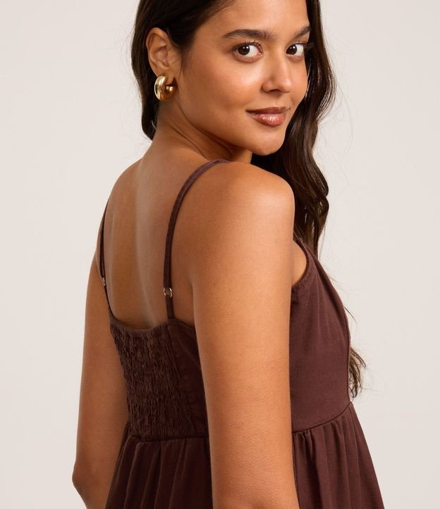 Vestido Midi en Sarga con Breteles Finos 4