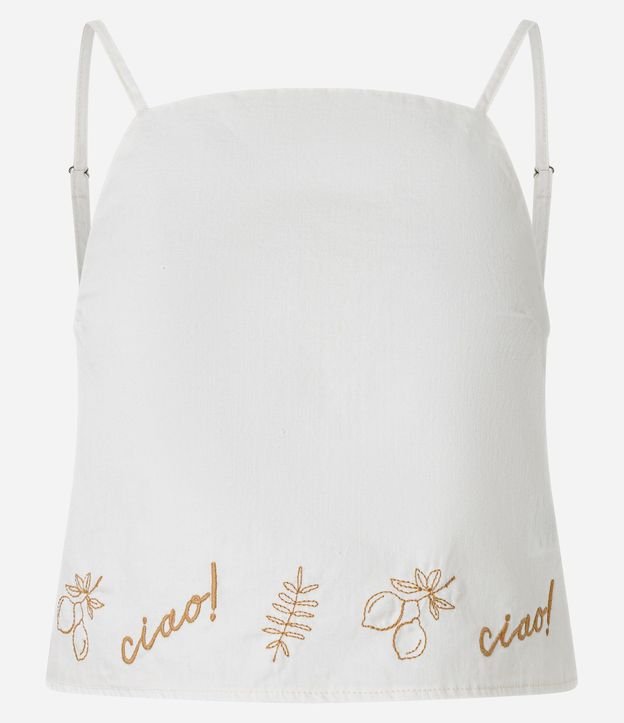 Blusa en Sarga con Bordados en el Bajo y Breteles Finos 7