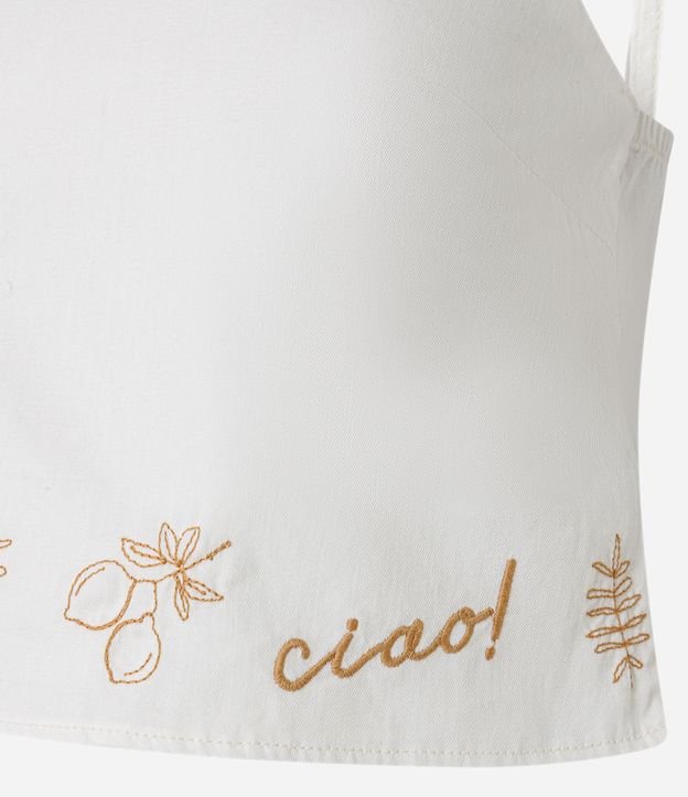 Blusa en Sarga con Bordados en el Bajo y Breteles Finos 8