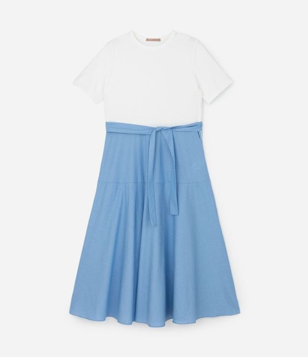 Vestido Midi en Algodón con Pollera Rayada Curve & Plus Size 4