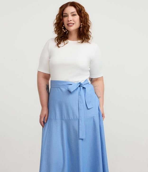 Vestido Midi en Algodón con Pollera Rayada Curve & Plus Size 2