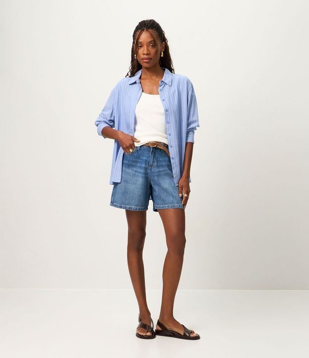 Bermuda en Jeans con Trabillas en la Cintura y Bolsillos 1
