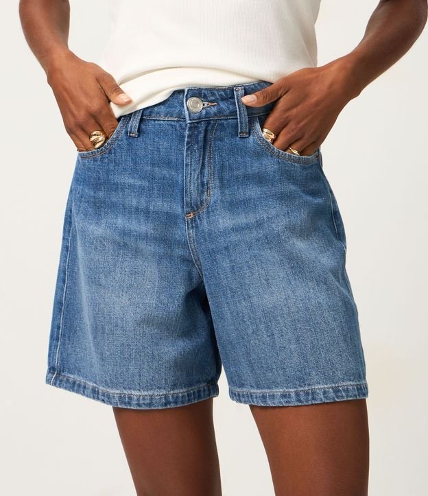 Bermuda en Jeans con Trabillas en la Cintura y Bolsillos 4