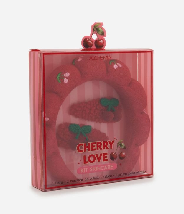 Kit Alchemia Vincha Puff + 2 Hebillas Cherry