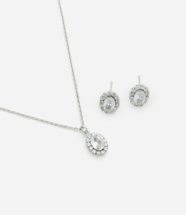 Conjunto de Collar con Colgante de Zirconia y Caravanas Punto de Luz 1