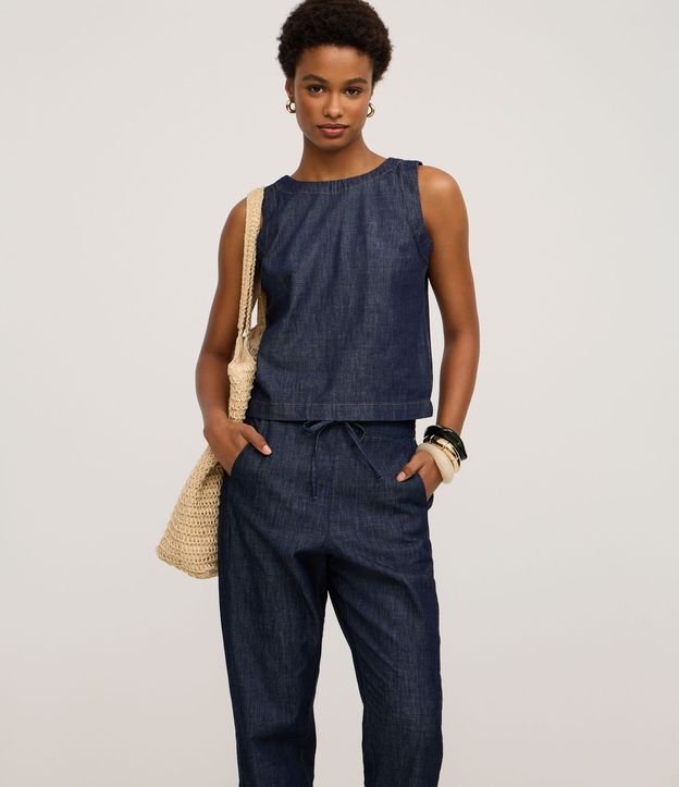 Pantalón Carrot Cintura Alta en Jeans con Amarre 2