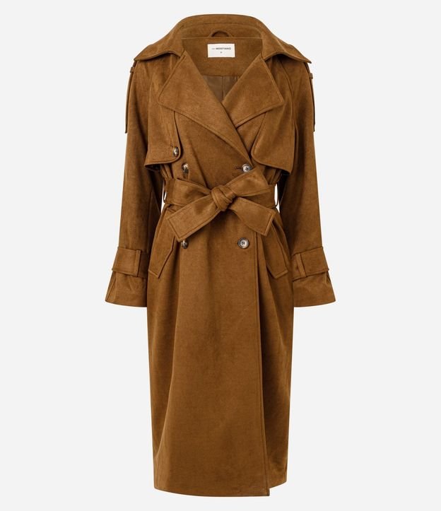 Trench Coat Alargado en Gamuza con Cinturón 7