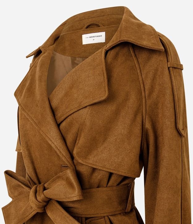 Trench Coat Alargado en Gamuza con Cinturón 8