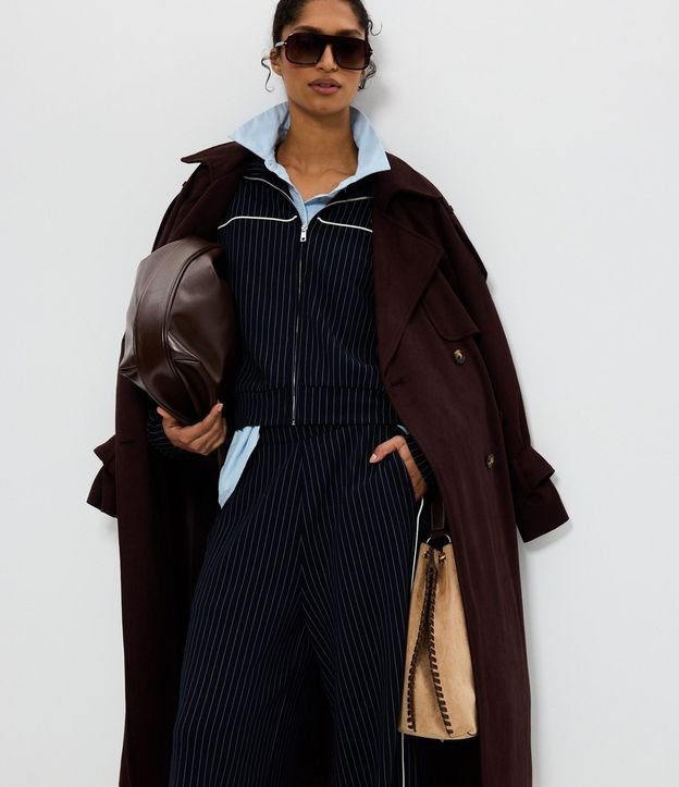 Trench Coat Alargado en Gamuza con Cinturón 2