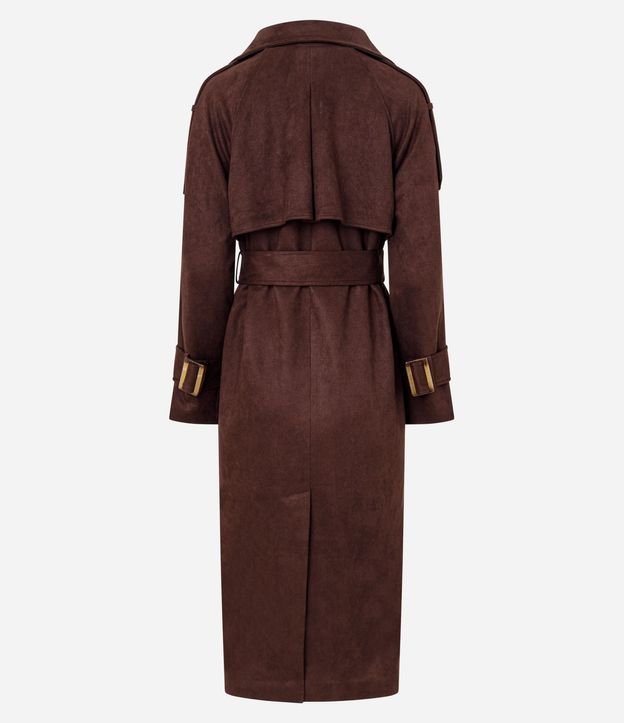 Trench Coat Alargado en Gamuza con Cinturón 10