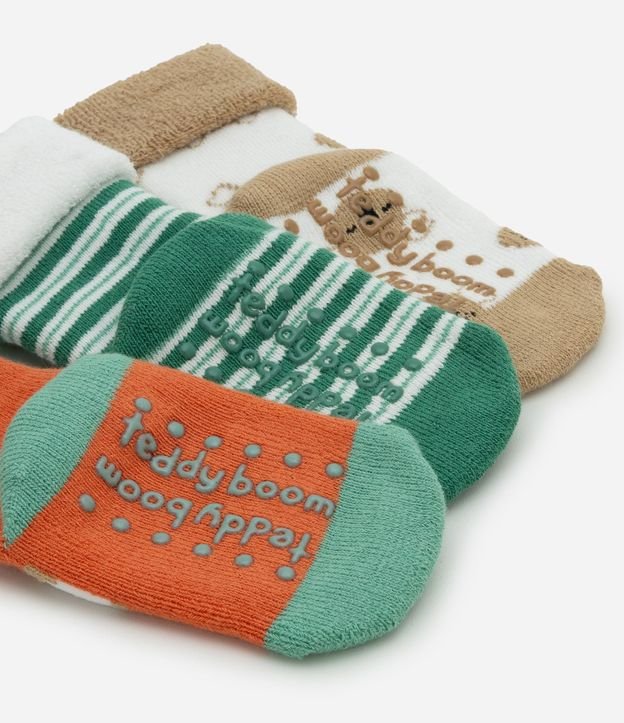 Kit 03 Pares de Medias Infantil con Estampa de Animalitos y Rayas – Talle RN a 12 Meses 4