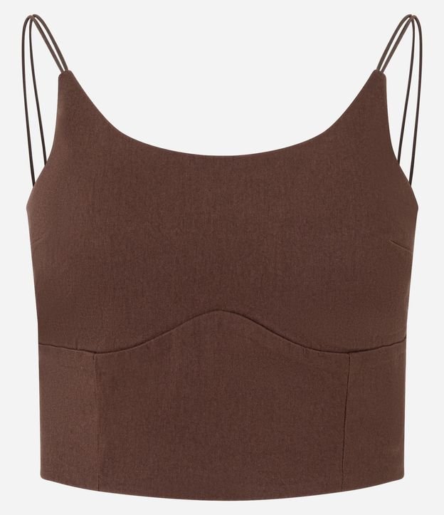 Blusa Cropped en Bengalina con Escote en U y Breteles Finos 4