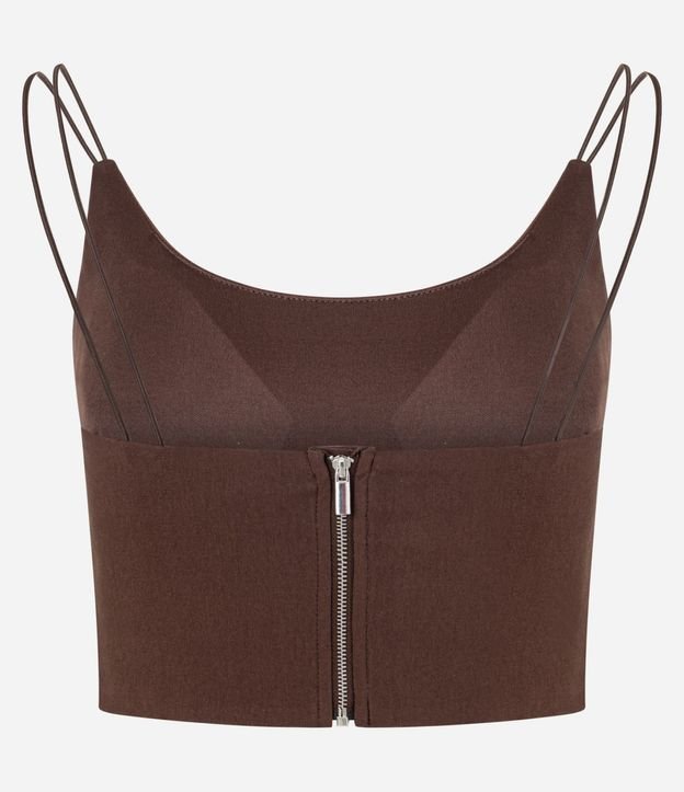 Blusa Cropped en Bengalina con Escote en U y Breteles Finos 5