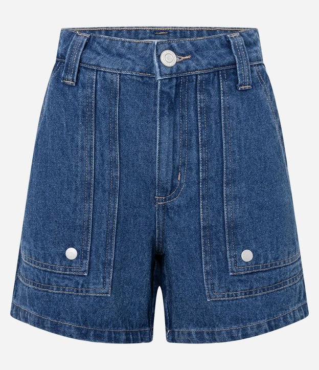 Short Mom en Jeans con Recorte en Bolsillo Carpintero