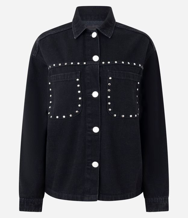 Campera Overshirt en Jeans con Tachuelas Metálicas 5