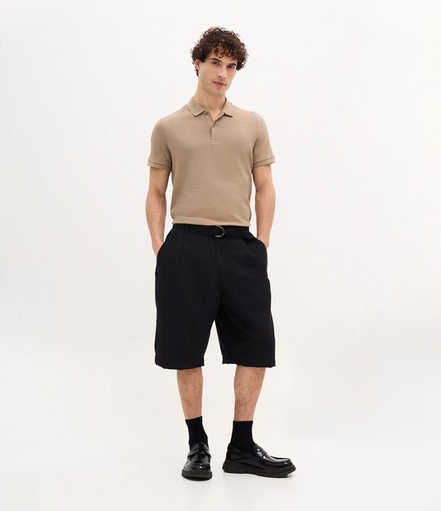 Polo Slim en Media Malla con Botones y Textura Acanalada 3