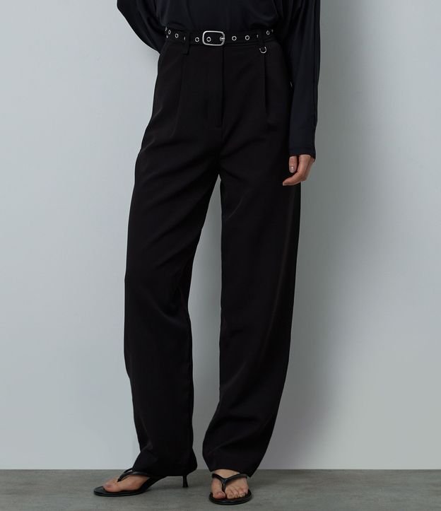 Pantalón Wide Leg Sastrería con Cinturón y Pliegues 2
