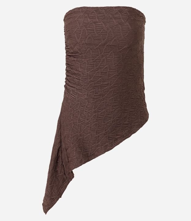 Blusa Sin Breteles Texturizada con Ruedo Asimétrico 3