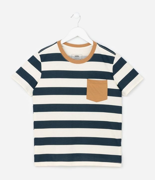 Remera Infantil Regular con Estampa de Rayas y Bolsillo - Talle 5 a 14 años 2