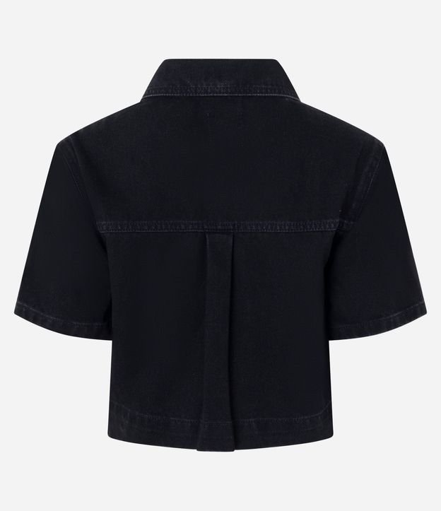 Camisa Cropped en Jeans con Botones y Bolsillo 2