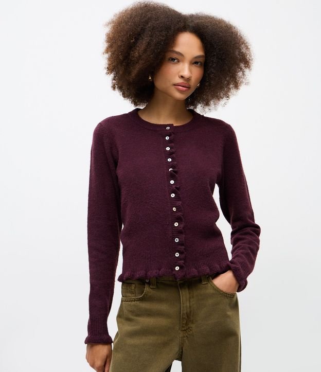 Cardigan en Punto con Volados y Botones Nácar 1