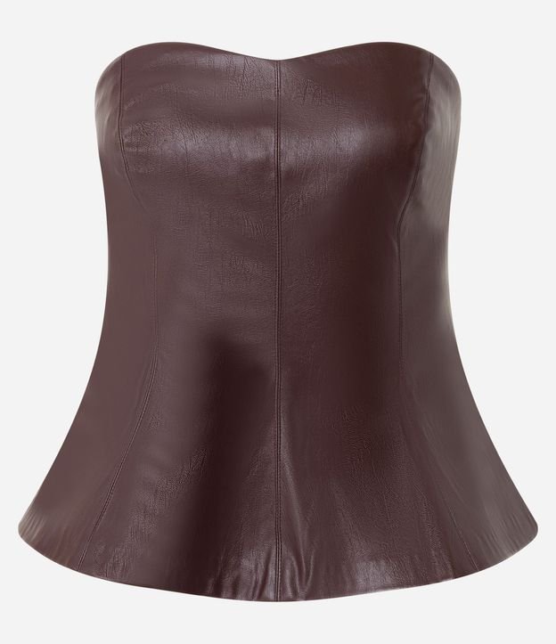 Blusa Peplum sin Breteles en PU con Escote Corazón 5