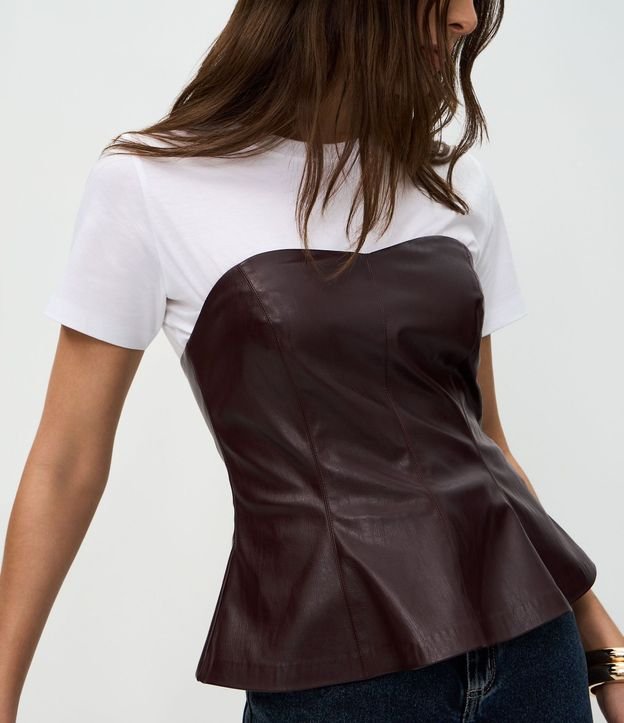 Blusa Peplum sin Breteles en PU con Escote Corazón 4