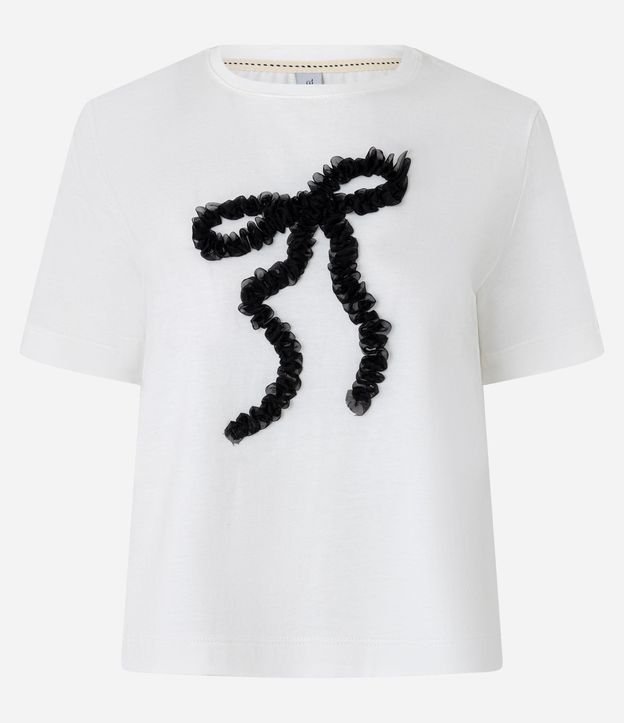 Remera T-shirt en Algodón con Lazo en Alto Relieve