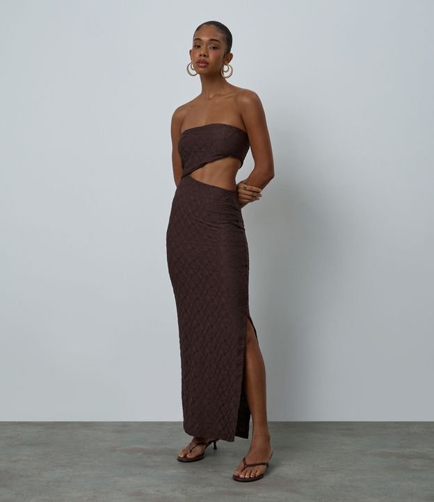 Vestido New Midi Texturizado con Cut Out