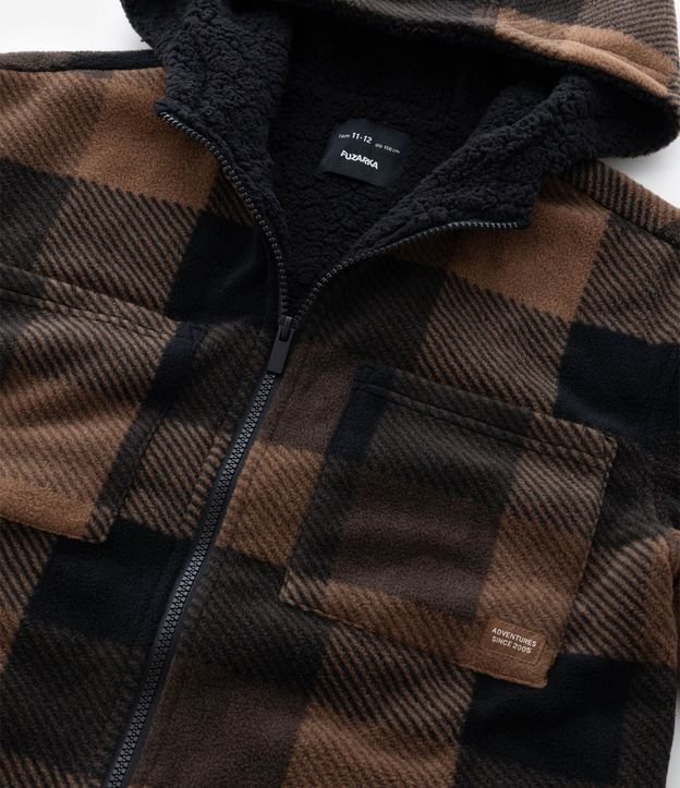 Saco Infantil en Fleece con Estampa de Cuadros y Capucha – Talle 5 a 14 años 8