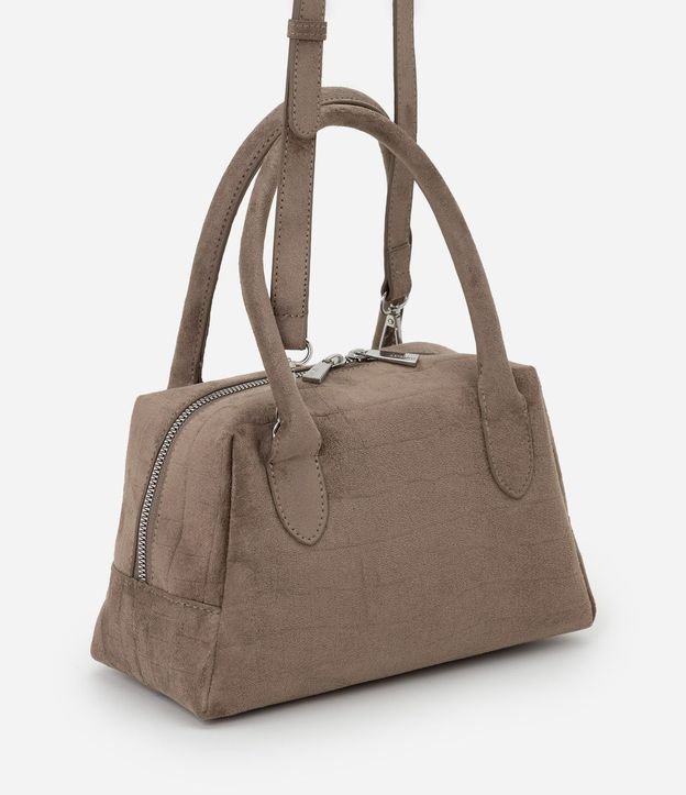 Cartera Satchel Mediana en Gamuza con Textura Crocco 2