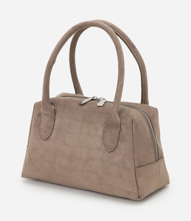 Cartera Satchel Mediana en Gamuza con Textura Crocco 5