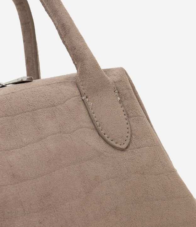 Cartera Satchel Mediana en Gamuza con Textura Crocco 7