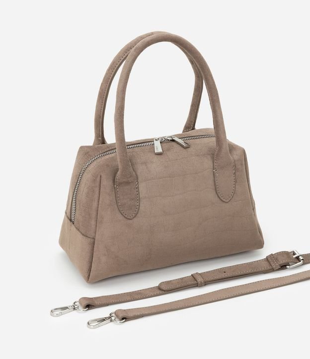 Cartera Satchel Mediana en Gamuza con Textura Crocco 8